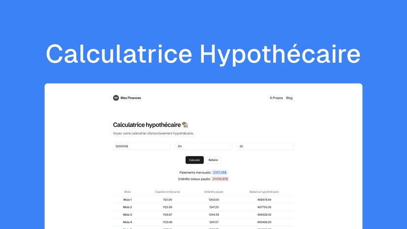Calculatrice hypothécaire